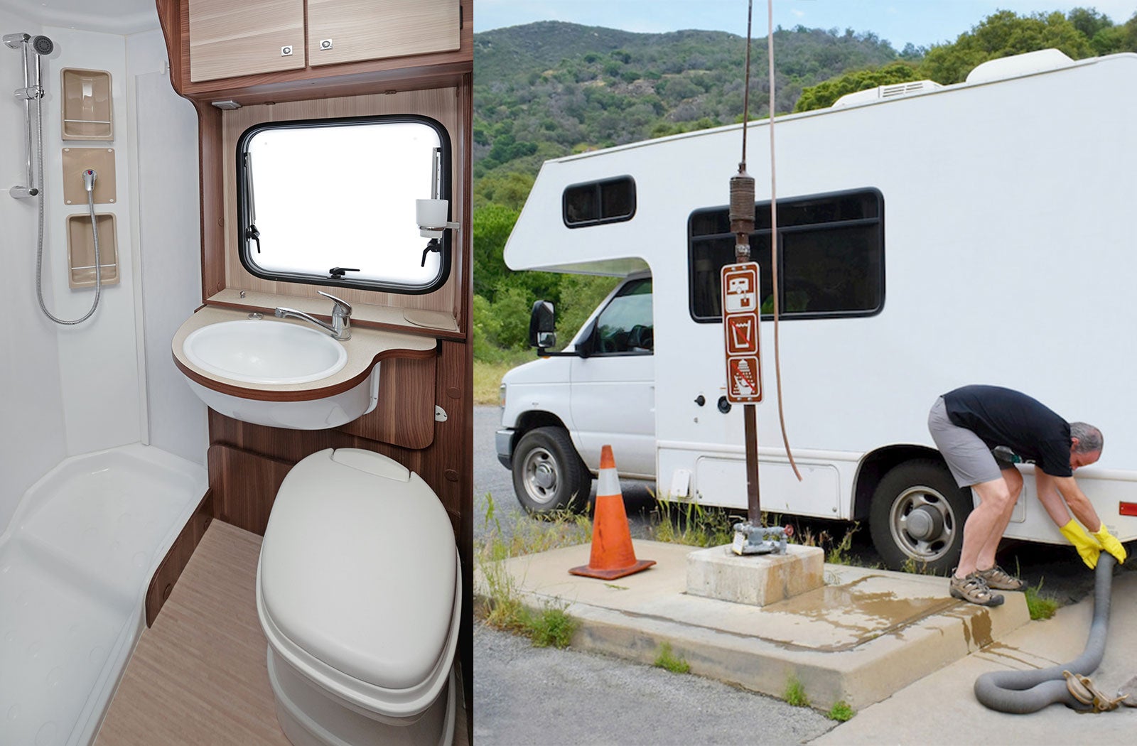 Portable RV/camper toilet and holding tank setup in Joseph, Missouri