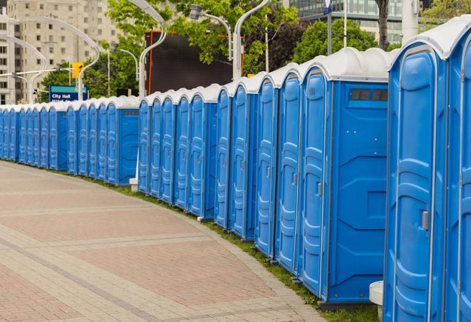 Seasonal porta potty units set up at a Joseph, Missouri venue